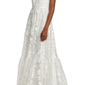 Monique Lhuillier White Floral Lace Wedding Dress